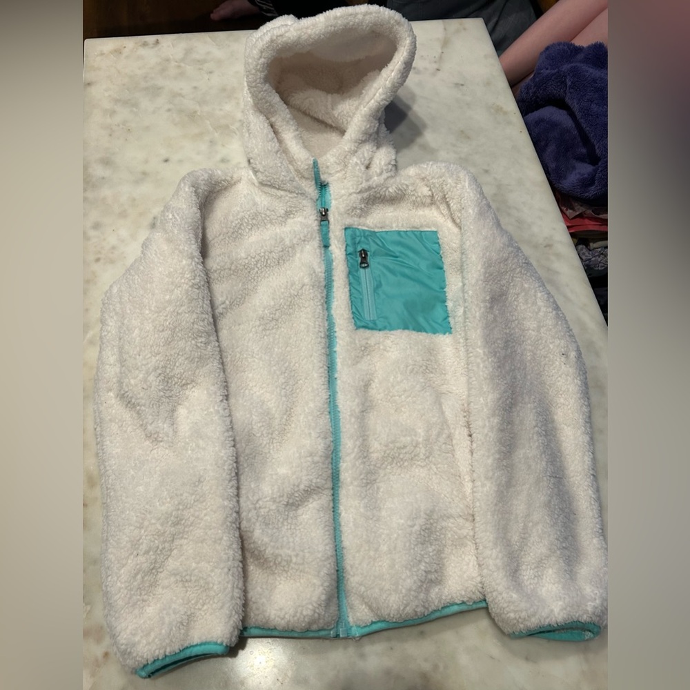 Girl’s SO White and Teal Sherpa Jacket